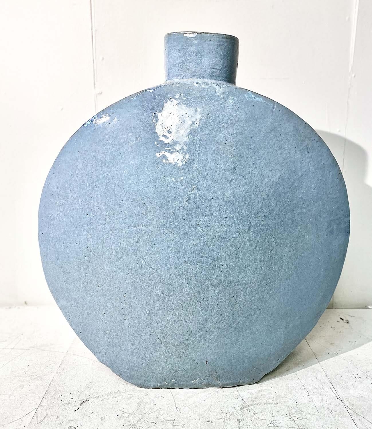 CHINESE STYLE MOON VASE, light blue glazed ceramic, 72cm H x 70cm W