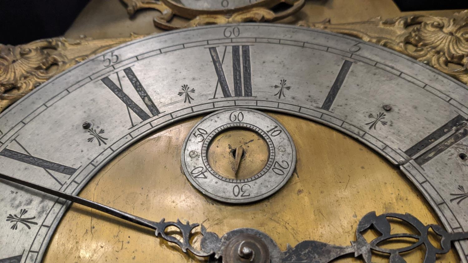 LONGCASE CLOCK, 18th century Flemish, eight day movement, silvered chapter dial, inscribed Wouman - Image 9 of 12