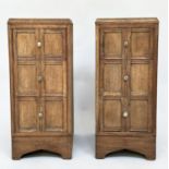 ART DECO BEDSIDE CHESTS, a pair, Heals style limed oak, each with three drawers, 78cm H x 50cm D x