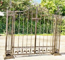 ARCHITECTURAL GARDEN GATE, wrought metal, 136cm high x 144cm wide x 28cm deep