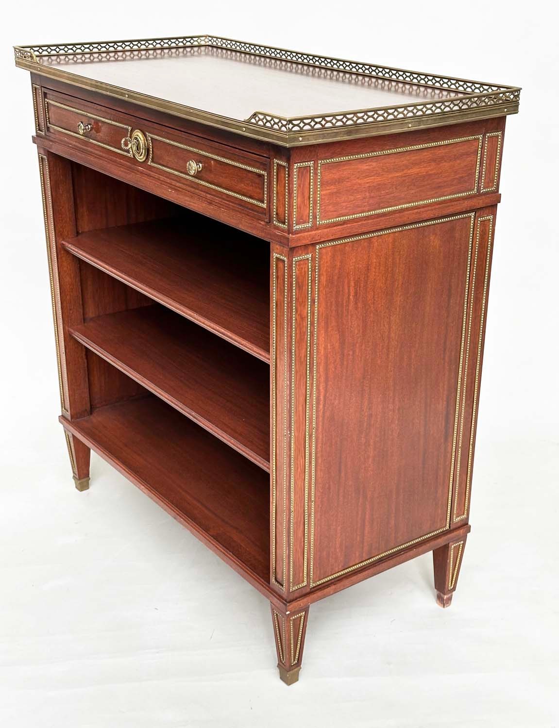 OPEN BOOKCASE, French Directoire style mahogany and gilt metal mounted with gallery, drawer and - Bild 7 aus 14
