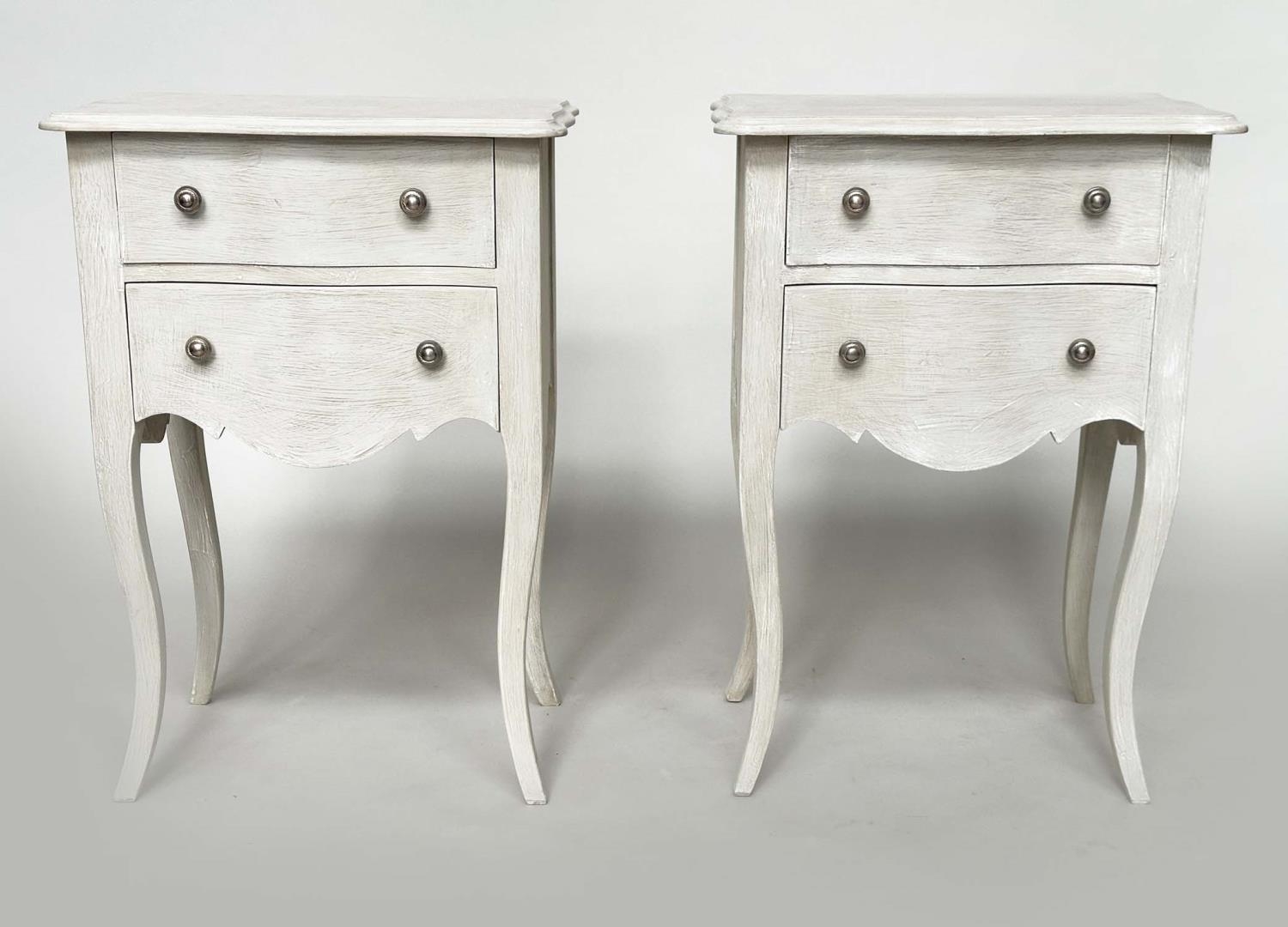 BEDSIDE CHESTS, a pair, French traditionally grey painted each with two drawers and cabriole - Bild 22 aus 22