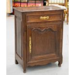 SIDE CABINET, early 19th century French oak with single drawer and door, 88cm H x 66cm W x 42cm D.