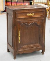SIDE CABINET, early 19th century French oak with single drawer and door, 88cm H x 66cm W x 42cm D.