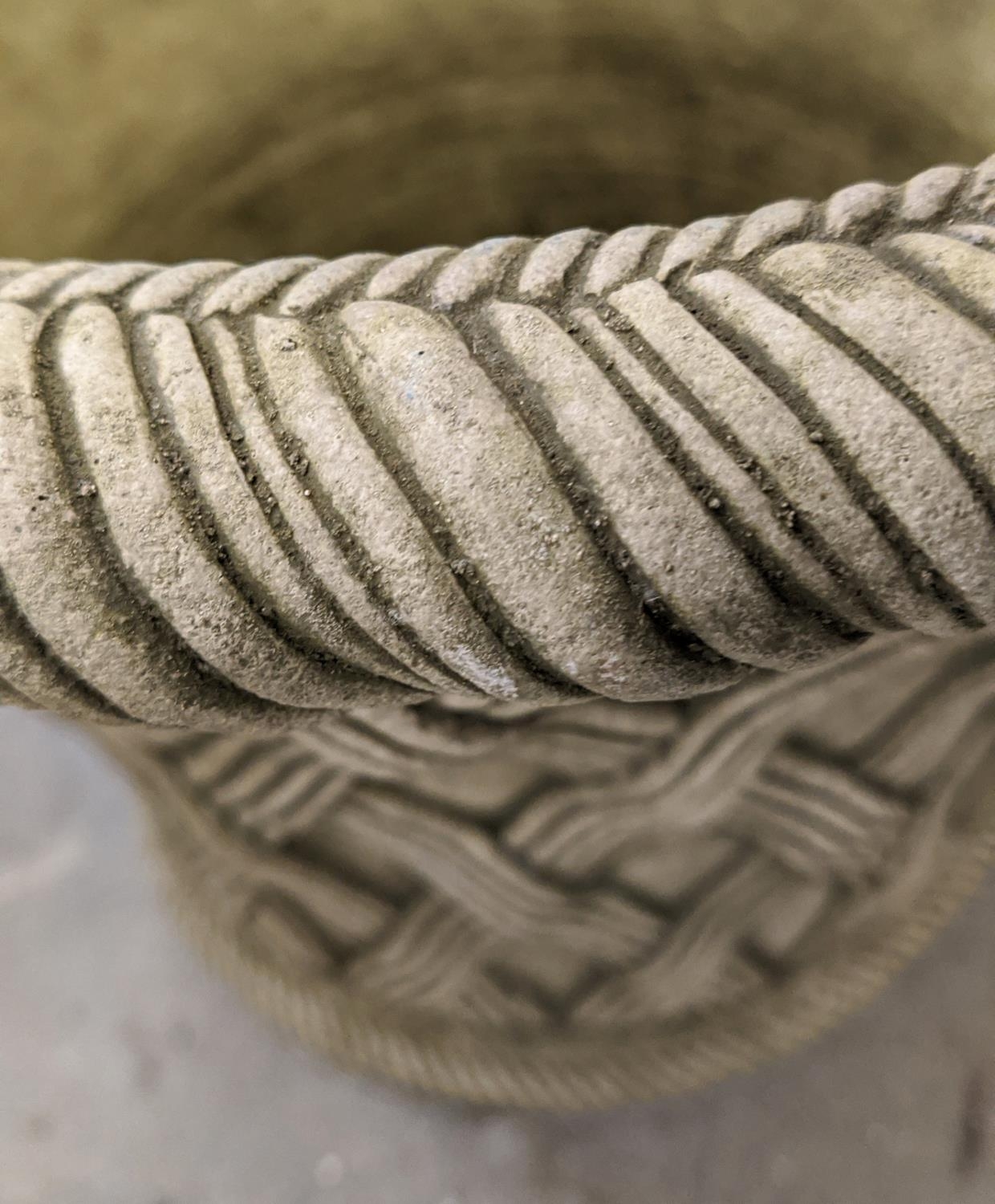 PLANTERS, a pair, composite stone, with lattice design, 39cm H x 38cm diam. (2) - Image 3 of 5