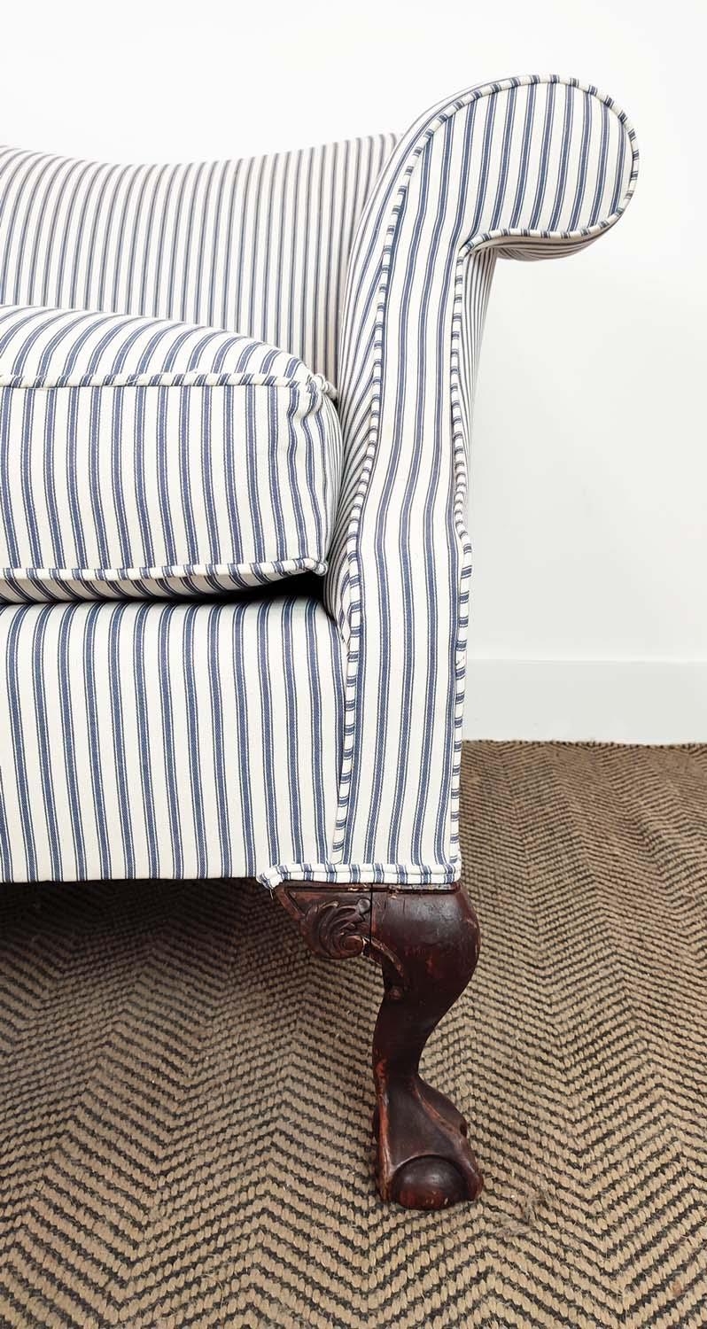 SOFA, George III style in new ticking upholstery, 85cm H x 204cm. - Bild 11 aus 14