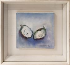 CARMEL MOONEY, 'Dragon fruit still life', acrylic on canvas, 25cm x 25cm, framed.