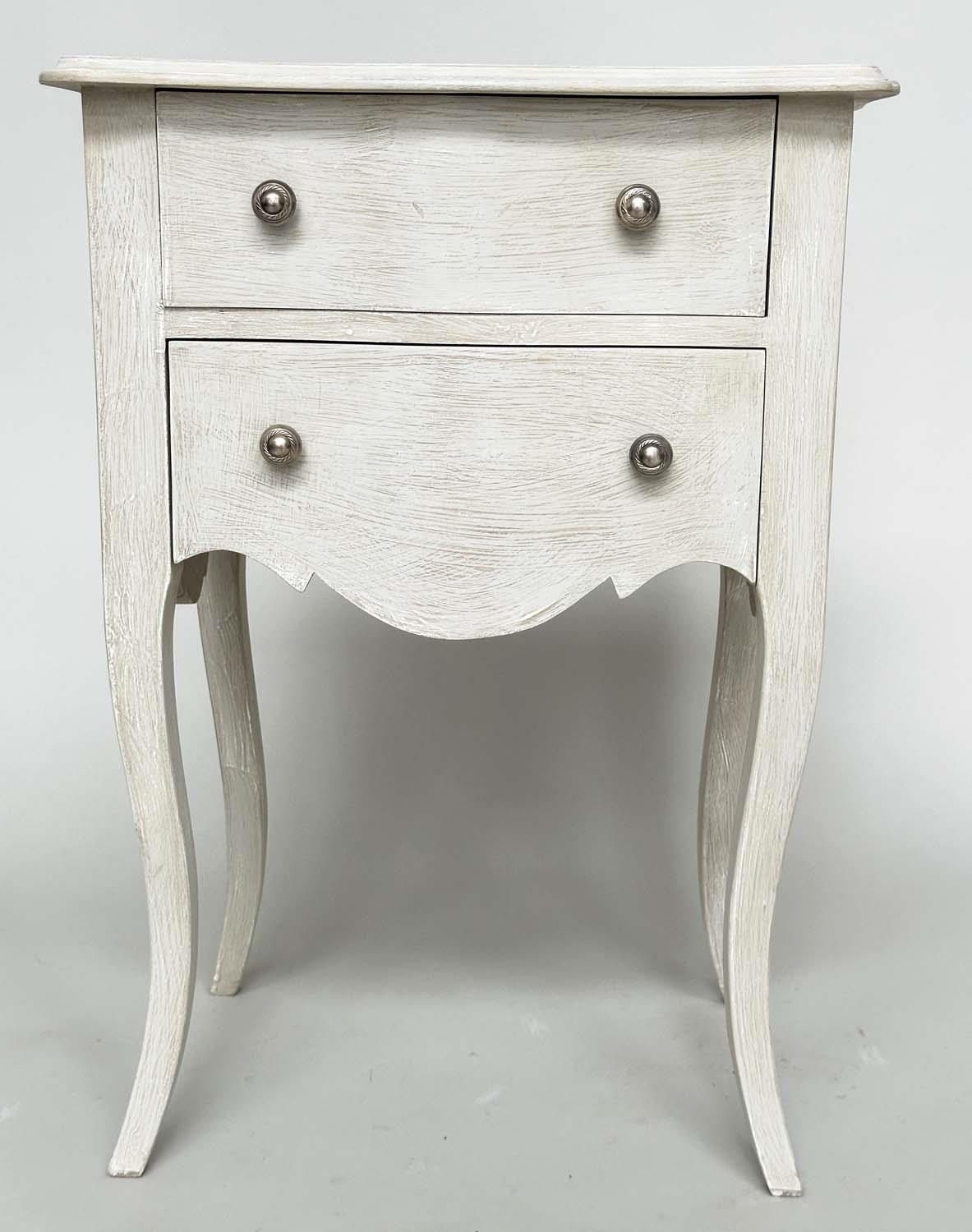 BEDSIDE CHESTS, a pair, French traditionally grey painted each with two drawers and cabriole - Bild 9 aus 22