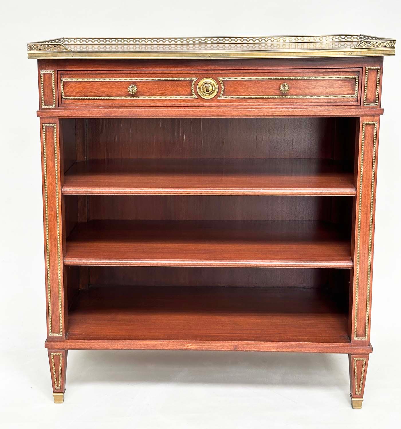 OPEN BOOKCASE, French Directoire style mahogany and gilt metal mounted with gallery, drawer and - Bild 13 aus 14