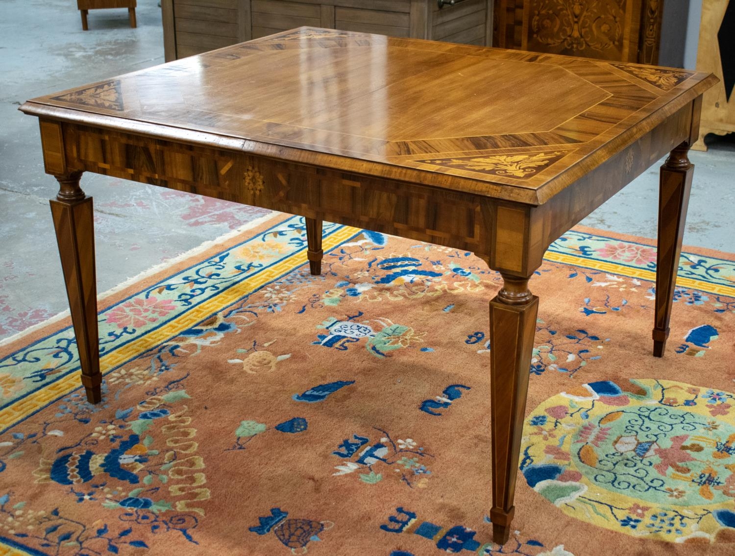 DINING TABLE, Italian walnut and marquetry with two extra leaves, 78cm H x 112cm x 127cm L, 223cm - Image 12 of 12