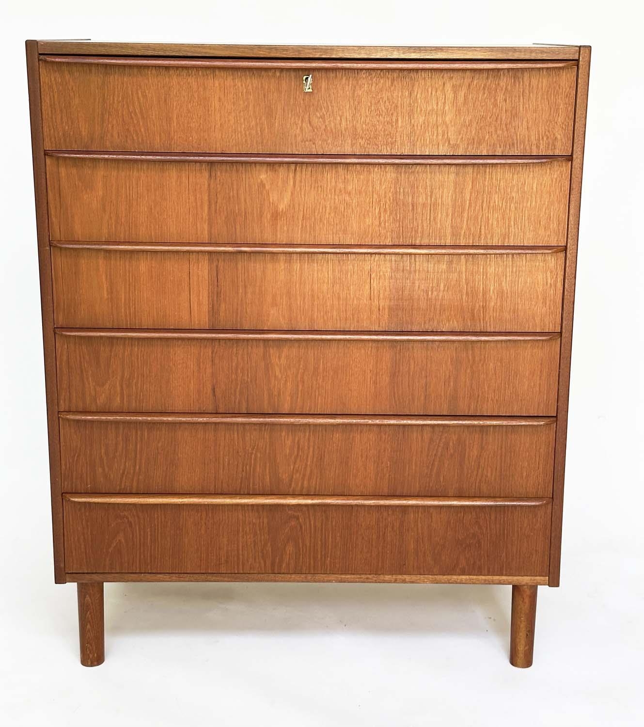 DANISH CHEST, 1970s teak with six long drawers with integral handles, 78cm W x 40cm D x 81cm H. - Bild 3 aus 15