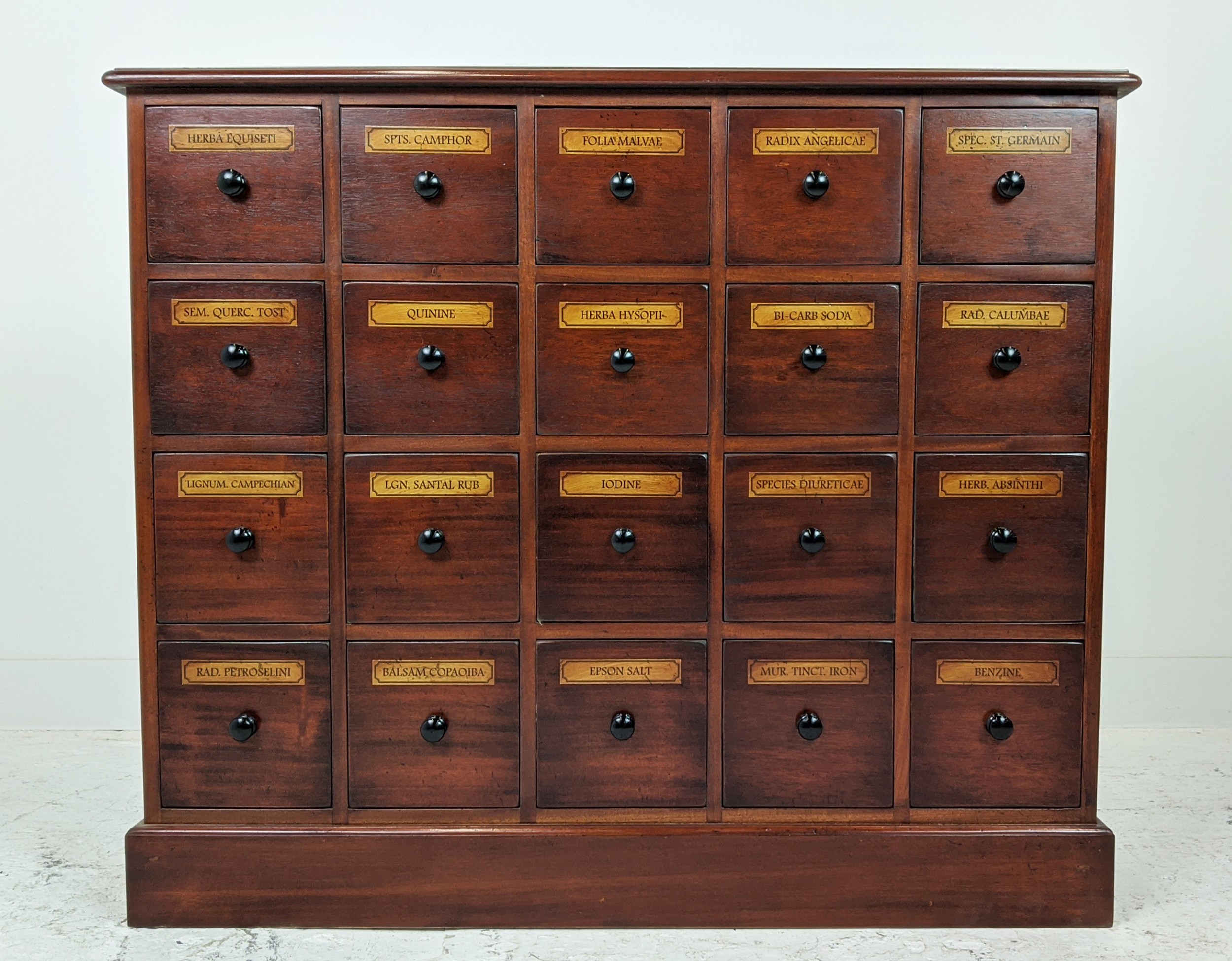 BANK OF DRAWERS, with sixteen drawers and vintage apothecary style labels, 89cm H x 104cm W x 27cm - Image 2 of 7