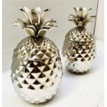 PINEAPPLE ICE BUCKETS, a pair, polished metal, 35cm H x 18cm diam. (2)