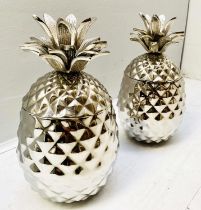 PINEAPPLE ICE BUCKETS, a pair, polished metal, 35cm H x 18cm diam. (2)