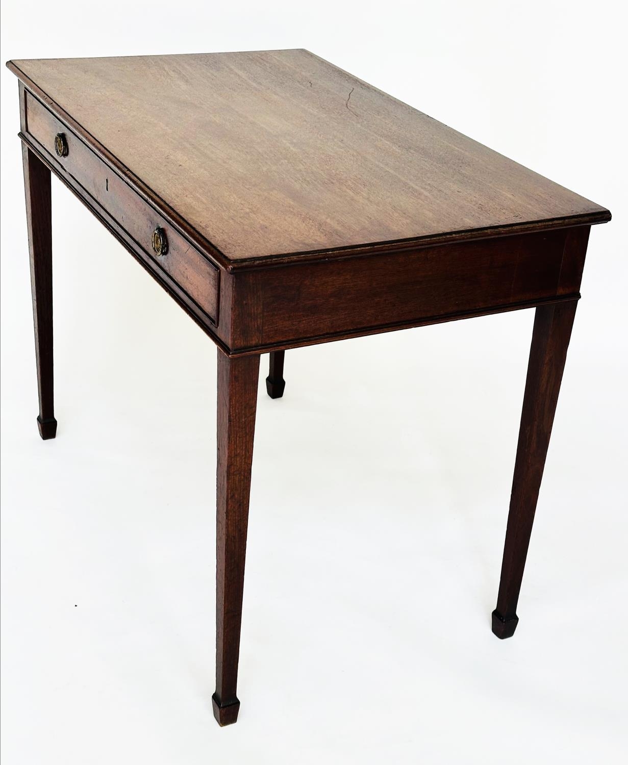 WRITING TABLE, George III period mahogany with full width frieze drawer and square tapering - Image 7 of 11