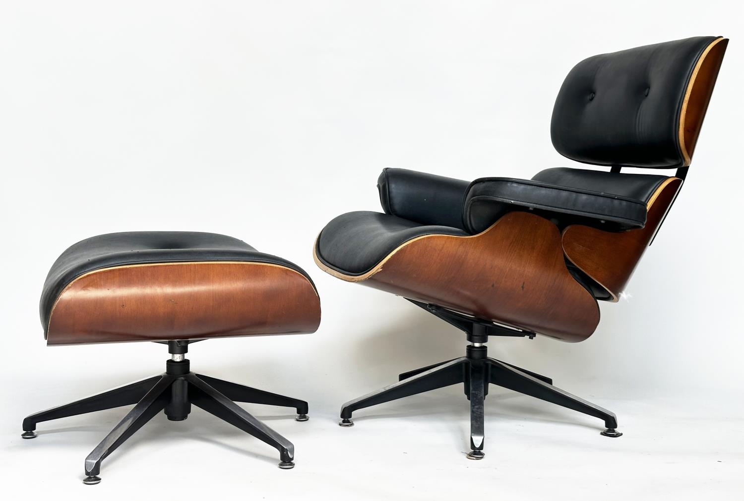 LOUNGER AND OTTOMAN AFTER CHARLES AND RAY EAMES, 81cm W. - Image 3 of 10