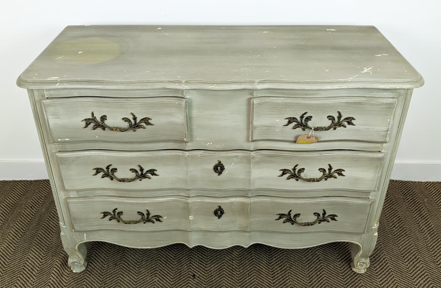 COMMODE, Louis XV style painted of four drawers, 54cm D x 89cm H x 129cm W. - Bild 5 aus 16