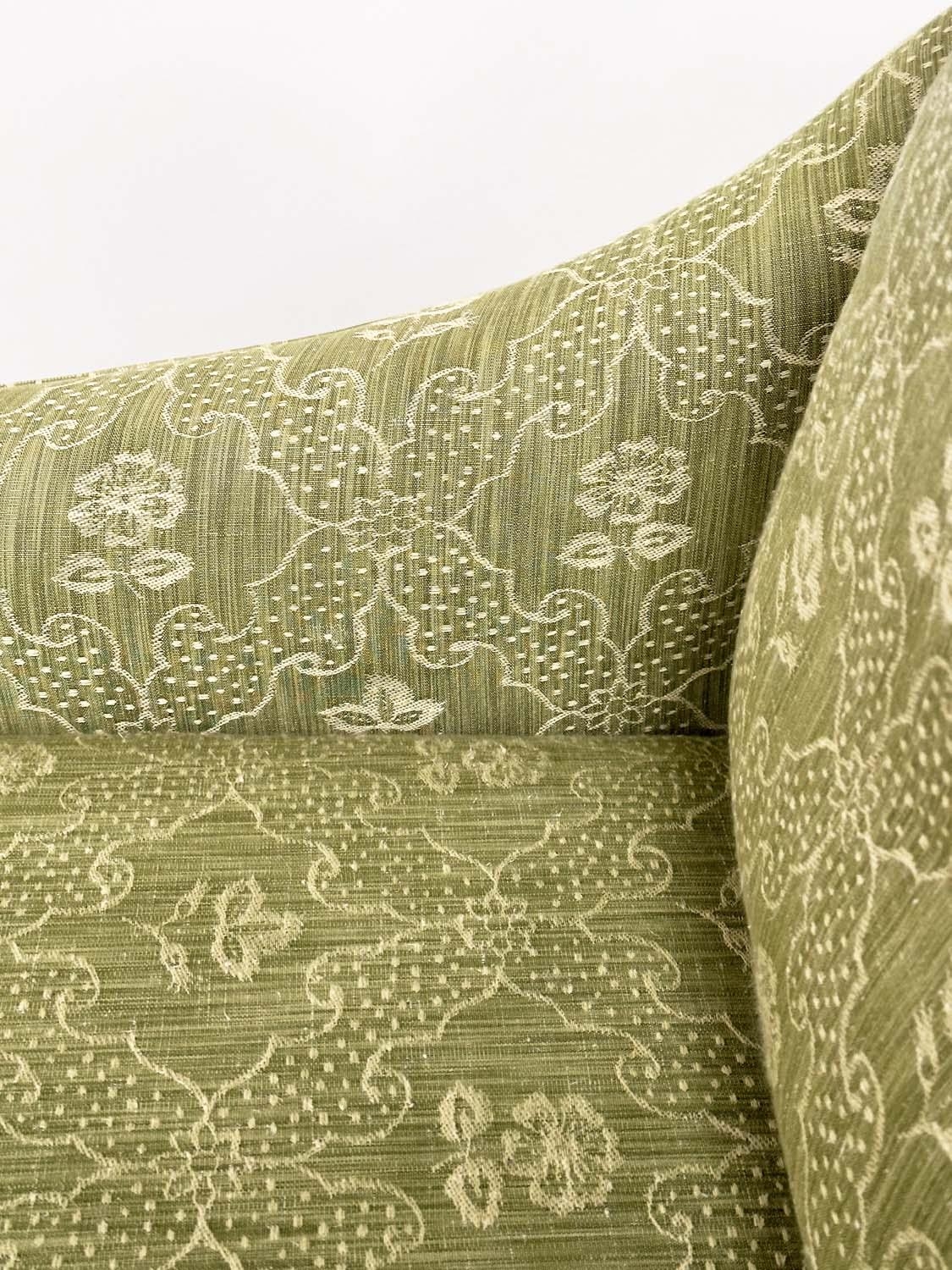 ARMCHAIR, Egerton style with sloping arms and moss green woven upholstery, 66cm W. - Image 7 of 7