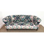 CHESTERFIELD SOFA, Victorian mahogany in floral and ribbon needlework and pink velvet upholstery