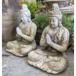 COMPOSITE STONE BUDDAHS, a set of two, 59cm H each approx. (2)
