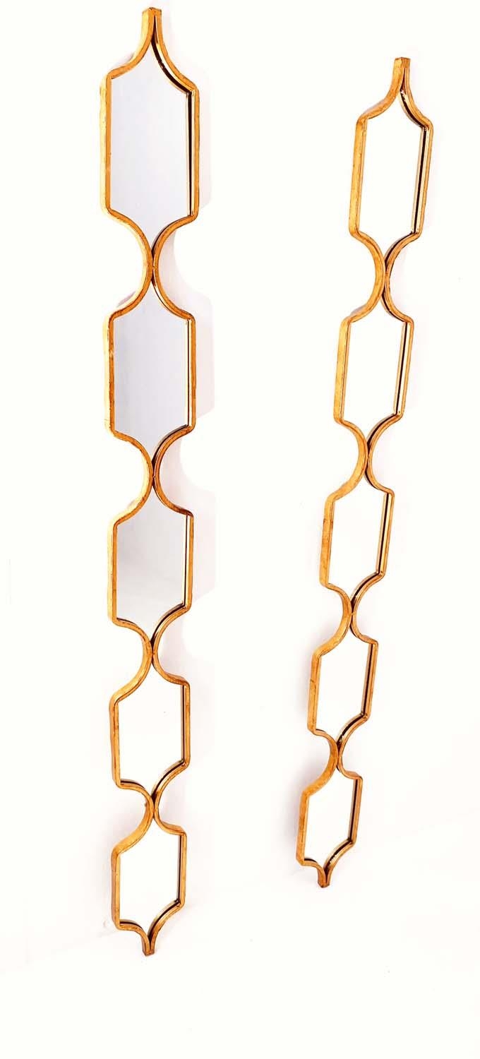 ACCENT WALL MIRRORS, multi-sectional, gilt metal frames, 144cm high, 14cm wide. (2) - Bild 3 aus 3