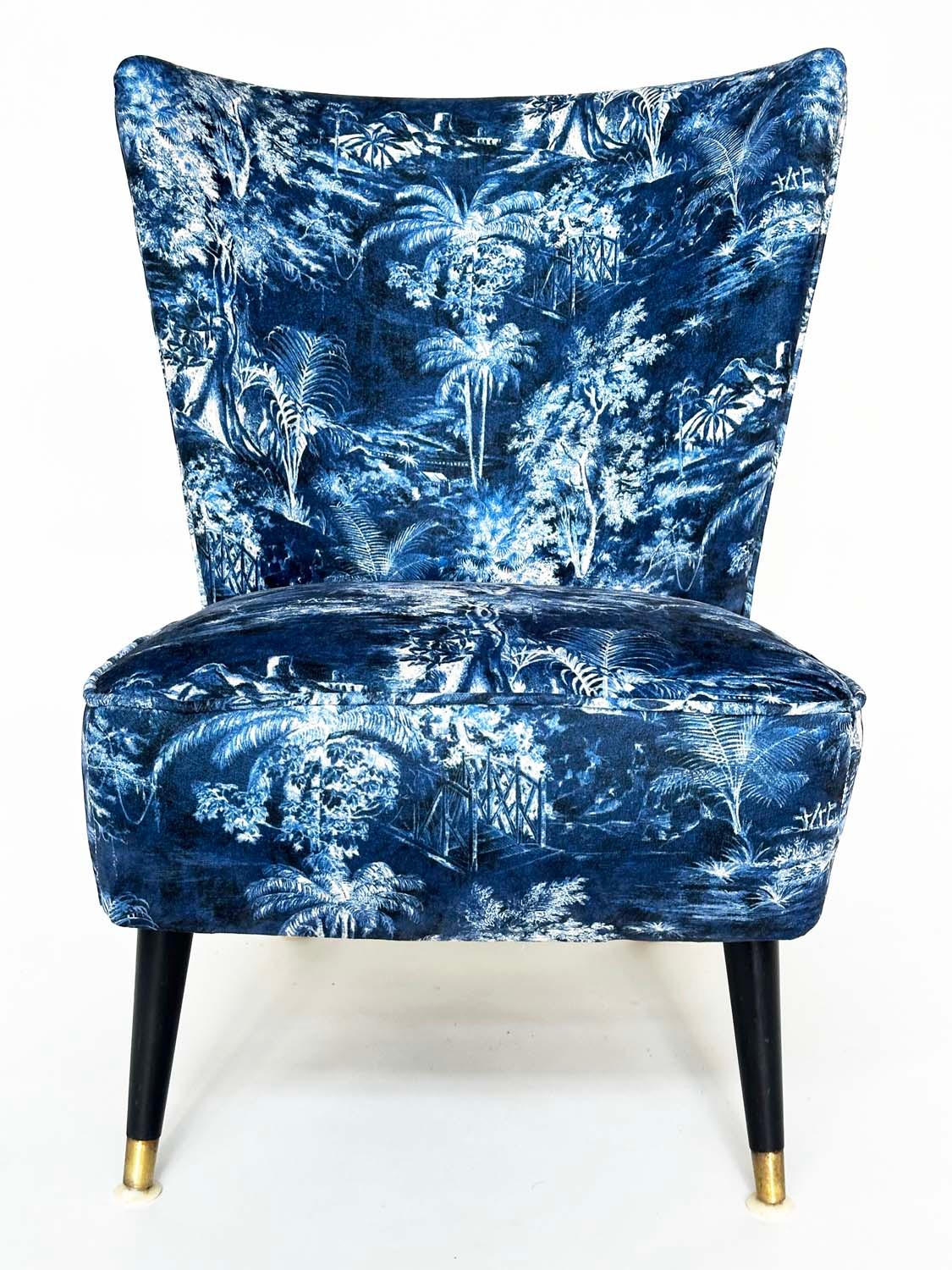 COCKTAIL CHAIR, 1950s with Linwood fabric upholstery and brass capped ebonised supports, 56cm W. - Bild 2 aus 12