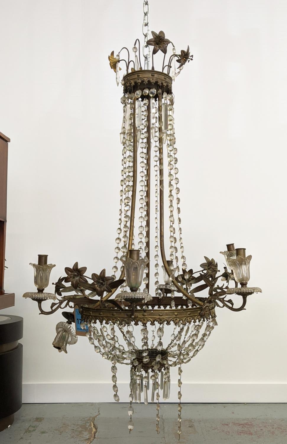CHANDELIER, late 19th/early 20th century French, six branch, 100cm H approx. - Image 2 of 12