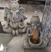 SCULPTURAL GANESH STUDIES, two differing, faux stone, 62.5cm H at tallest. (2)