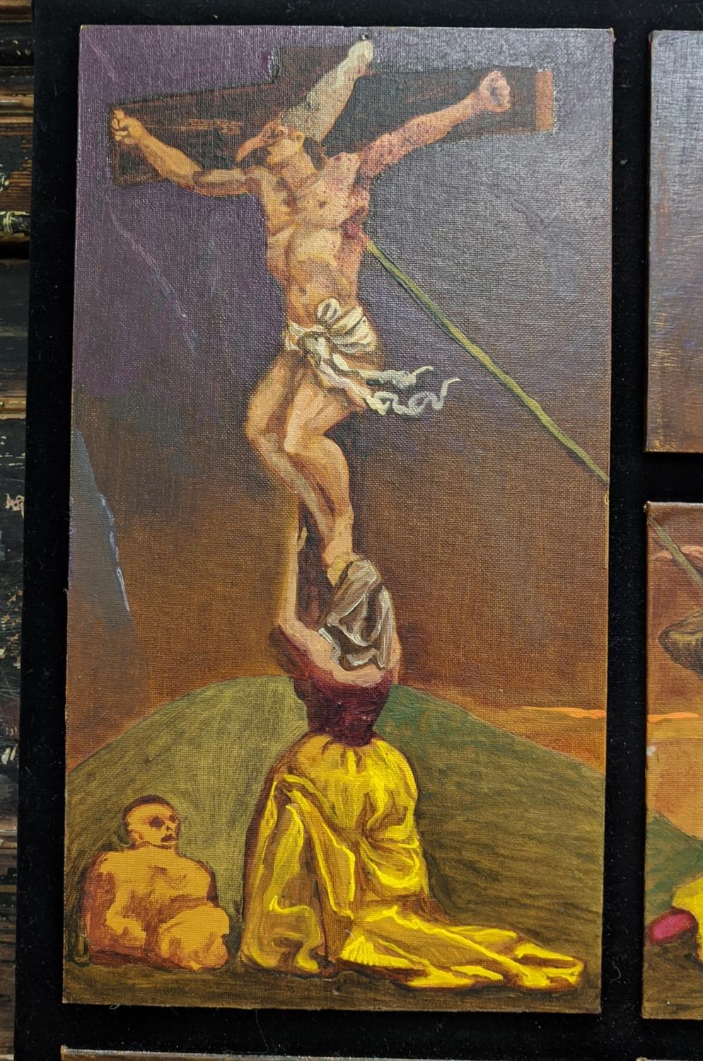 JULIAN BURGOS, 'Divertiment per i le regazzi', oil on panels, 203cm x 130cm. - Image 5 of 5