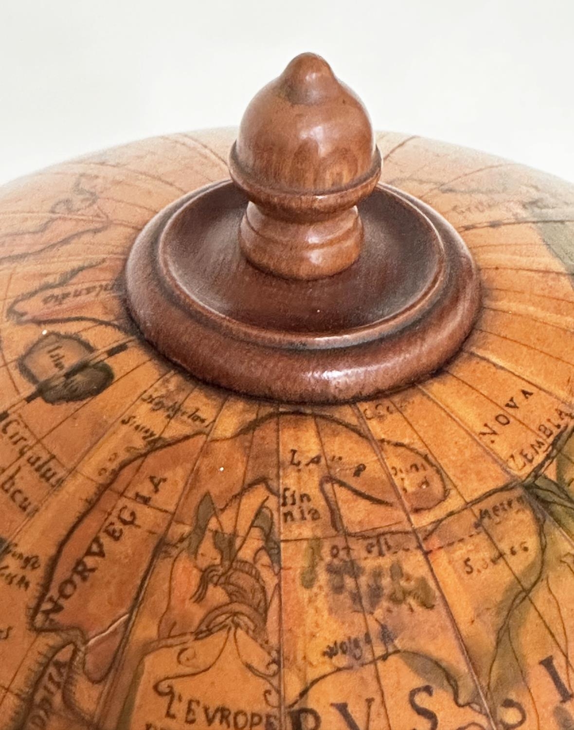 GLOBE COCKTAIL CABINET, in the form of an antique terrestrial globe on stand with rising lid and - Image 6 of 13