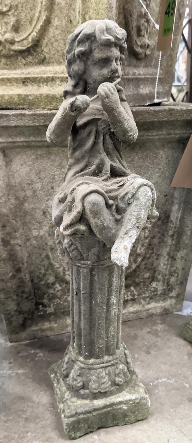 TWO CAST METAL FIGURINES ATOP COLUMNS, each 41cm H. (2) - Image 2 of 3