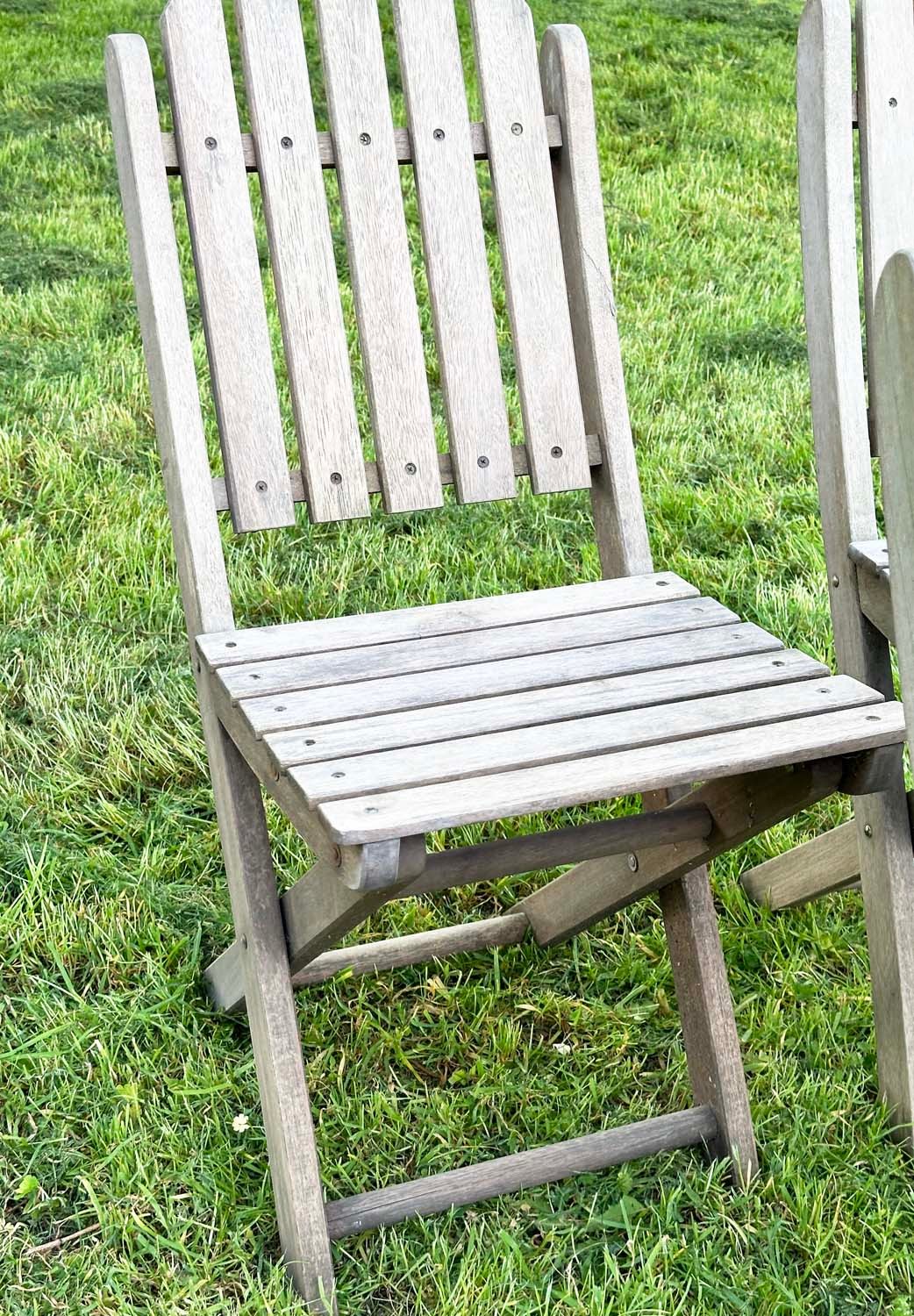 GARDEN CHAIRS, a set of four, teak slatted folding stamped JYZ since 1833. (4) - Image 13 of 16