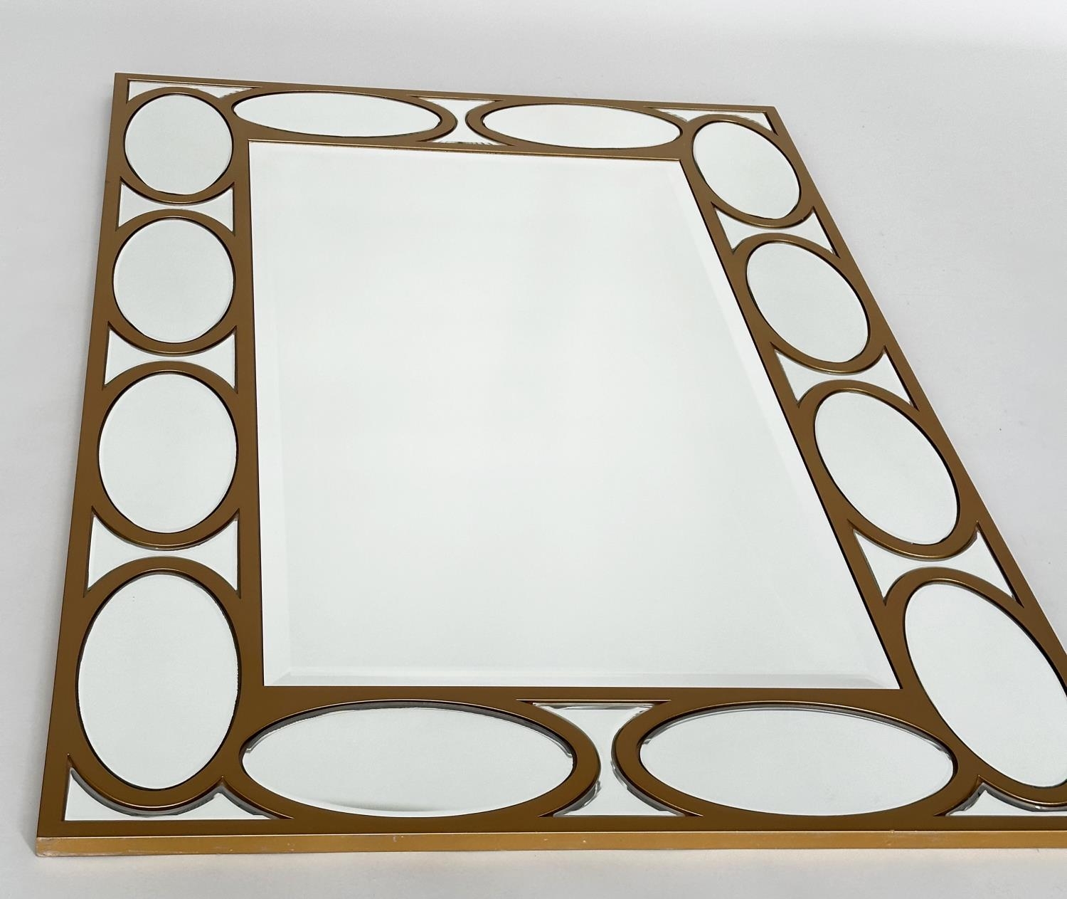 WALL MIRROR, rectangular gilt with oval panelled marginal plates and bevelled mirror throughout, - Image 5 of 7