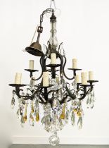 CHANDELIER, similar to previous lot fitted with twelve lights, 50cm W x 110cm H, including chain.