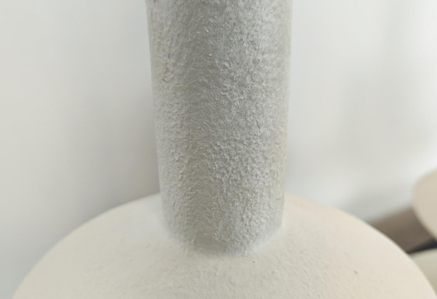 JEAN MICHEL FRANK INSPIRED WHITE PLASTER TABLE LAMPS, a pair, bases each 53cm H. (2) - Image 8 of 12