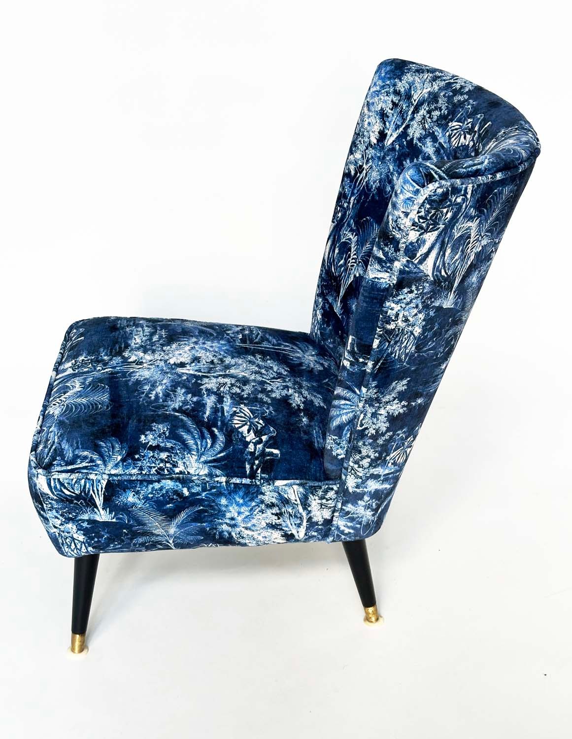 COCKTAIL CHAIR, 1950s with Linwood fabric upholstery and brass capped ebonised supports, 56cm W. - Bild 10 aus 12