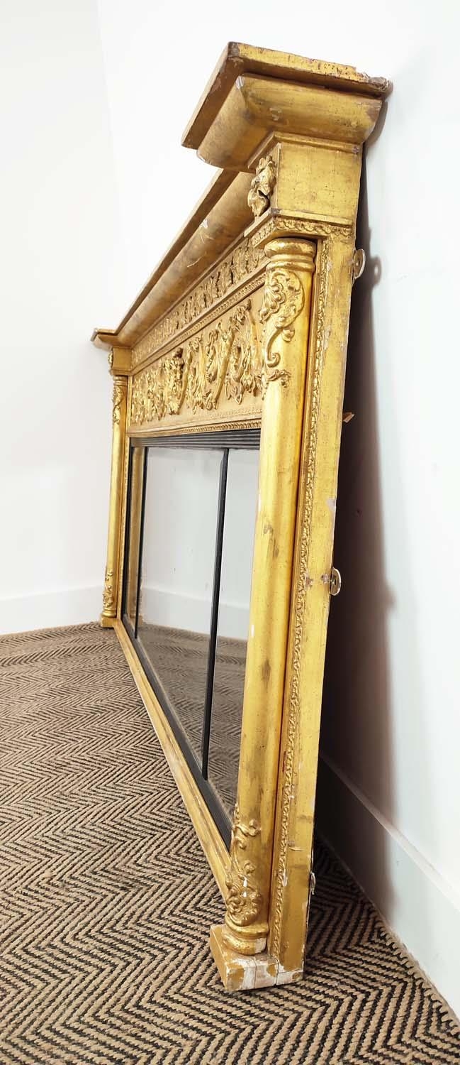OVERMANTEL, Regency design giltwood and gesso with scrolling foliate frieze and triple plates, - Image 8 of 8