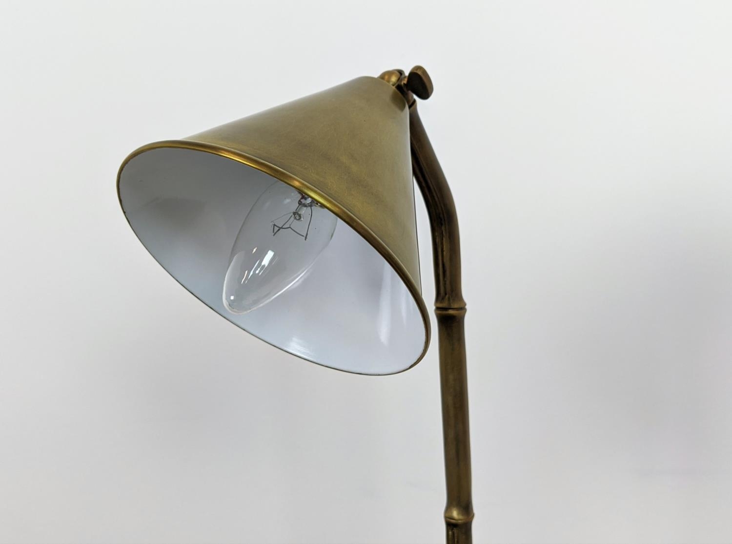 FLOOR READING LAMPS, a pair, faux bamboo metal, attributed to Vaughan, each 119cm H. (2) - Image 3 of 6