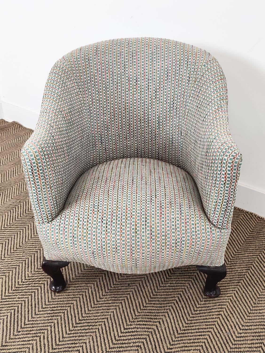 TUB CHAIR, Edwardian mahogany in patterned chenille, 71cm H x 58cm. - Image 6 of 12