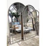 ARCHITECTURAL WALL MIRROR, a pair, 155cm H x 90cm W. (2)