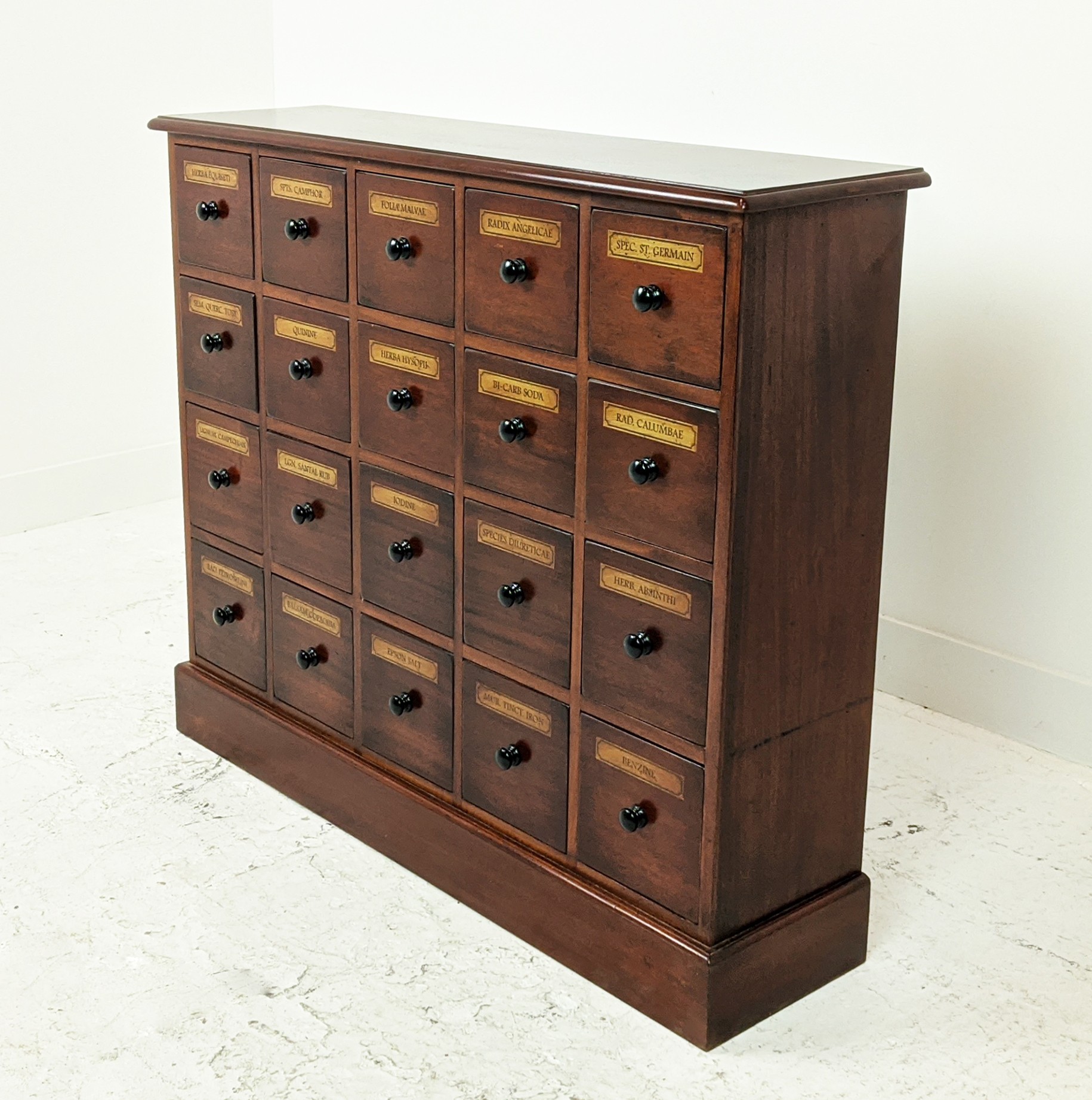 BANK OF DRAWERS, with sixteen drawers and vintage apothecary style labels, 89cm H x 104cm W x 27cm - Image 3 of 7