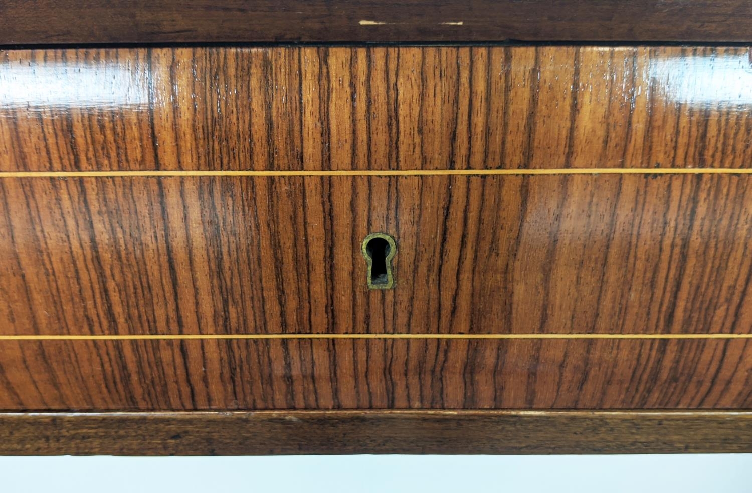 HALL TABLE, mid 20th century palissandre and brass mounted with two drawers, 89cm H x 176cm x 38cm. - Image 13 of 14