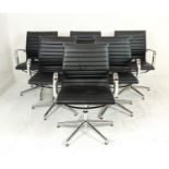 AFTER CHARLES AND RAY EAMES ALUMINIUM GROUP STYLE CHAIRS, a set of six, 90cm H. (6)