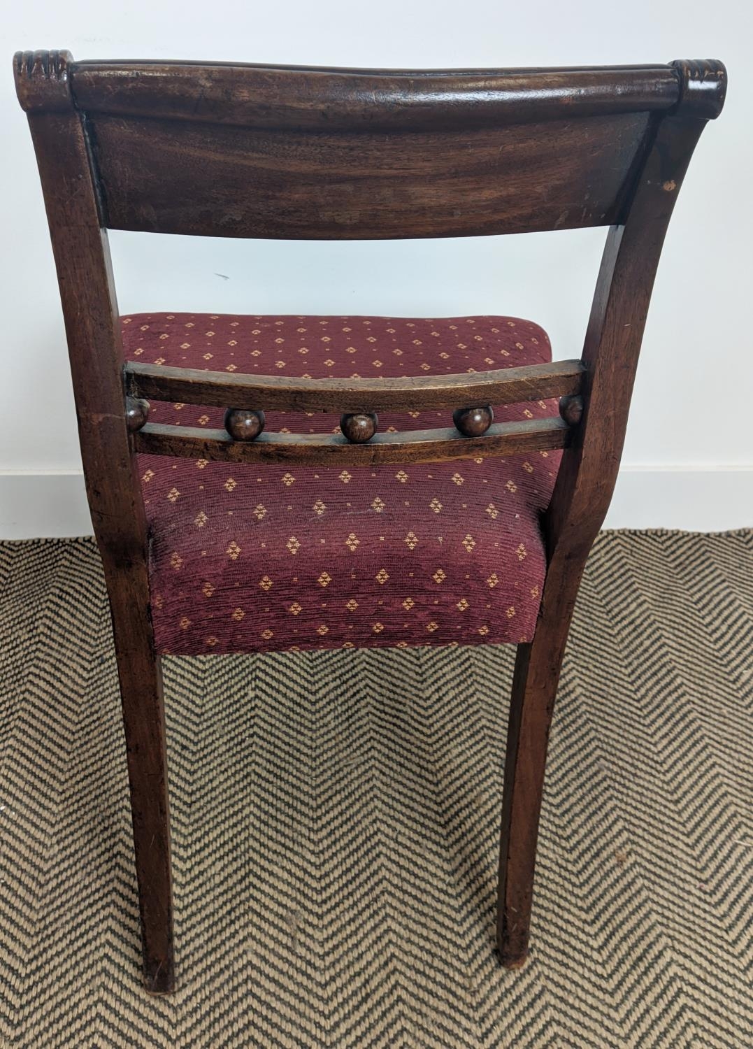 DINING CHAIRS, a set of six, Regency mahogany including two armchairs with burgundy patterned - Image 8 of 8