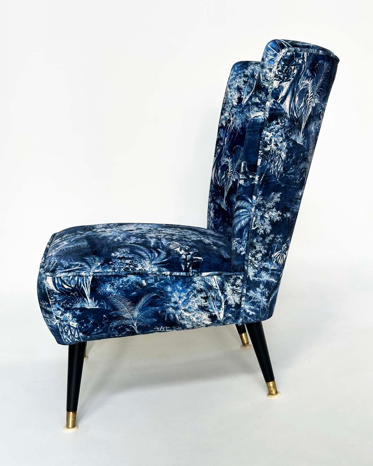 COCKTAIL CHAIR, 1950s with Linwood fabric upholstery and brass capped ebonised supports, 56cm W. - Bild 9 aus 12