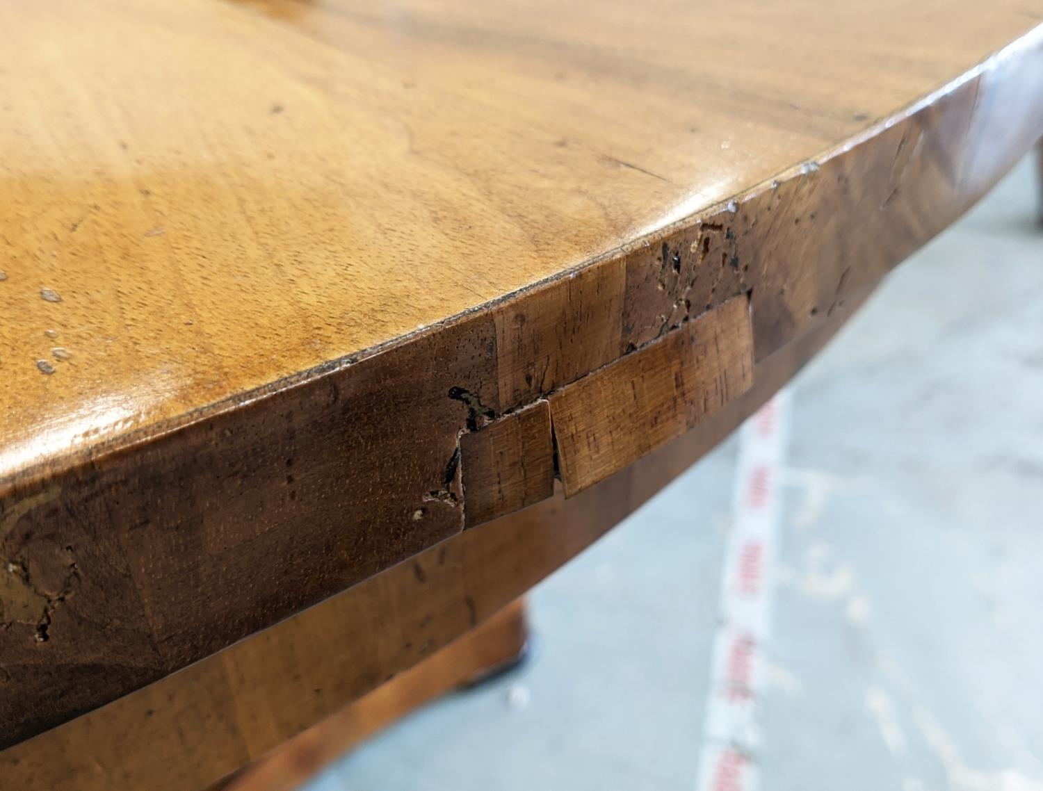 CENTRE TABLE, Biedermeier walnut, ebonised and inlaid with circular segment veneered top, 82cm H x - Image 19 of 20