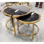 EICHHOLTZ 'NESTOR' SIDE TABLES, a set of two, black glass tops, largest 55cm W x 46cm H. (2)