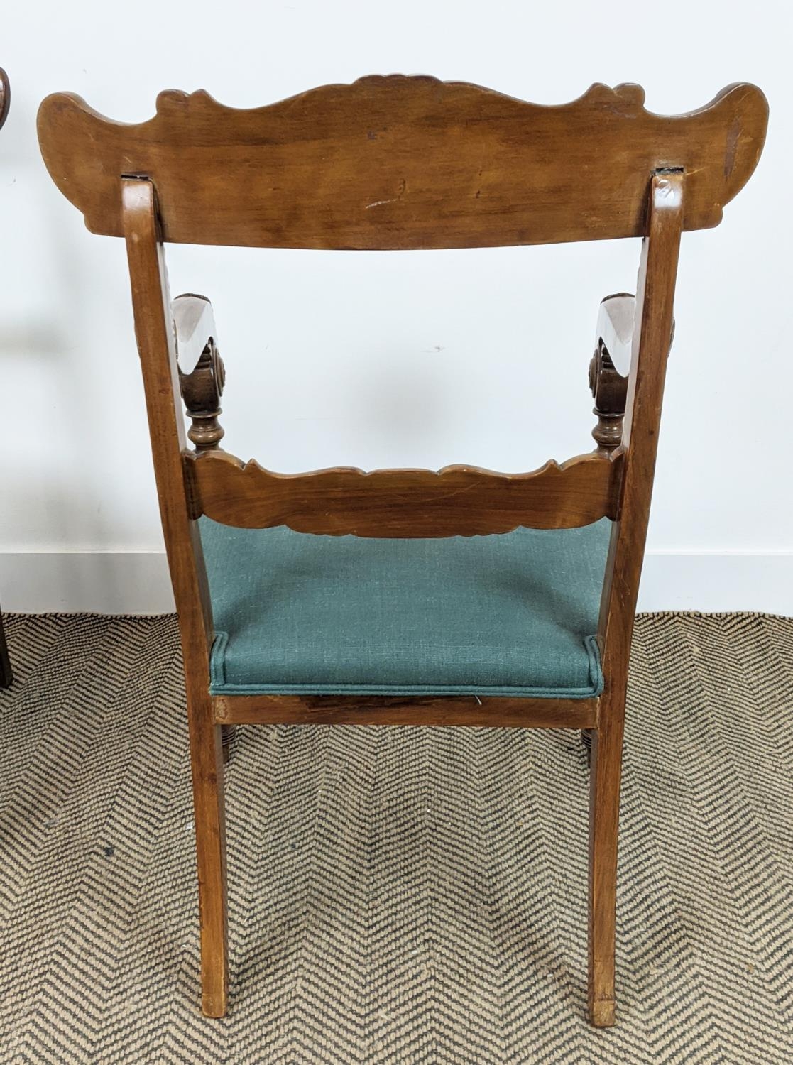 ARMCHAIRS, a pair, mid 19th century mahogany with green stuffover seats, 91cm H x 58cm x 58cm. (2) - Image 16 of 18