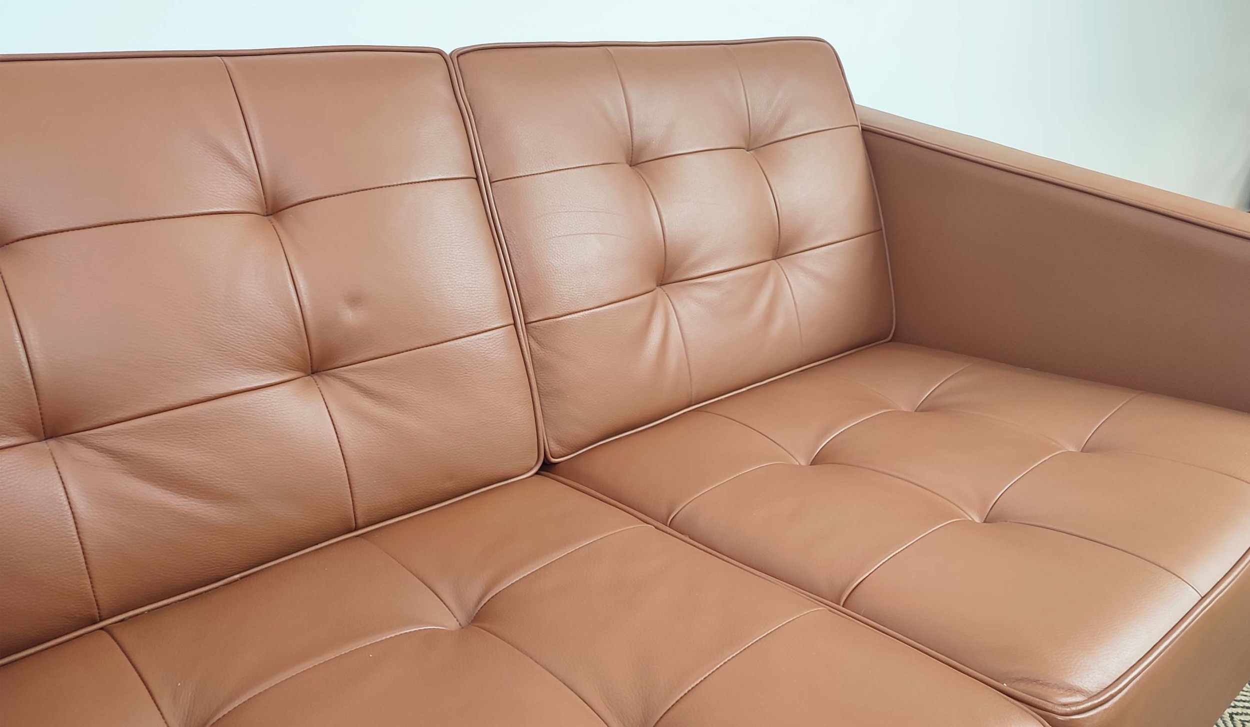 DAVISON HIGHLY SOFA, 142.5cm, tan leather. - Image 3 of 7