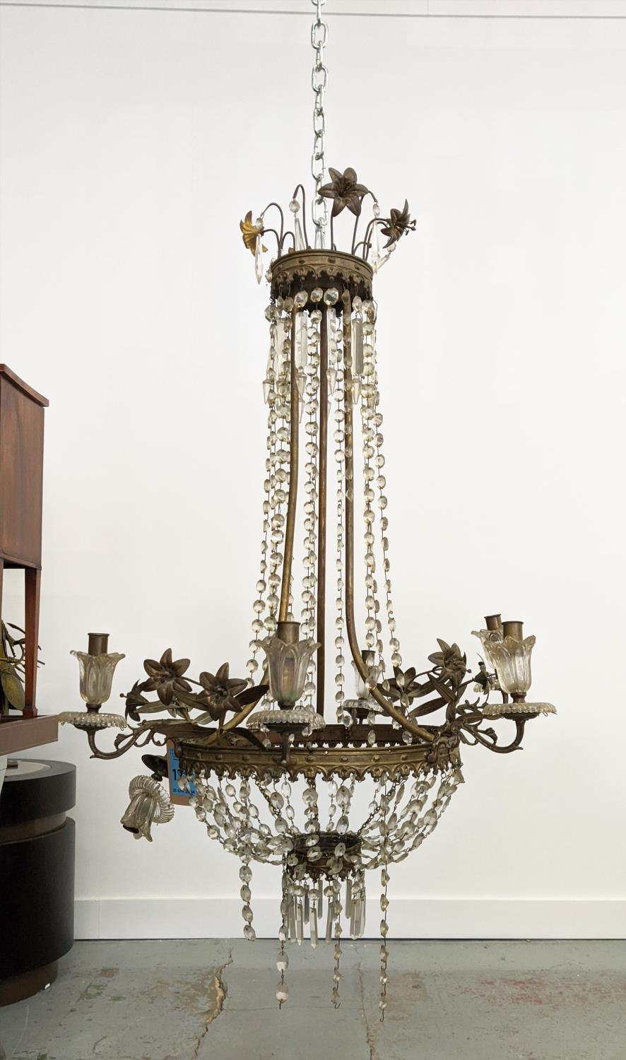 CHANDELIER, late 19th/early 20th century French, six branch, 100cm H approx. - Image 4 of 12